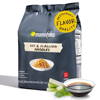 Momofuku Soy & Scallion Ramen Noodles by David Chang, Authentic Ramen Soup, Asian Snacks, 5 Pack