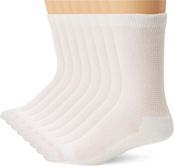 Men's 8 Pack Diabetic Extra Wide Crew Socks