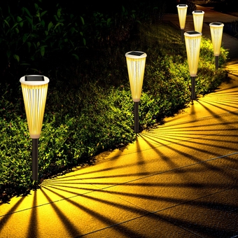 Solar Pathway Lights, 6 Pack Bright Solar Outdoor Lights Garden IP65 Waterproof Warm White+Cool White LED Path Lights, Solar Garden Lights for Walkway Yard Backyard Lawn Landscape Decorative