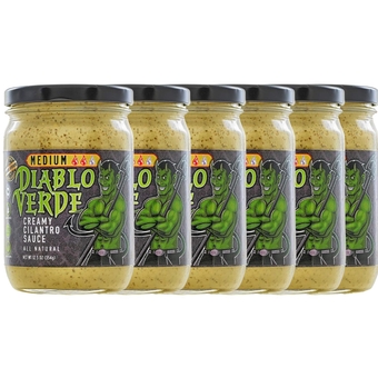 Salsa, Award Winning Creamy Cilantro Sauce, Medium Heat Level, 12.5 oz bottle, Made with Cilantro, Garlic, Lime, Jalapeño Peppers, Vegetarian, Preservative-free, Soy-free, Egg-free (6-pack)
