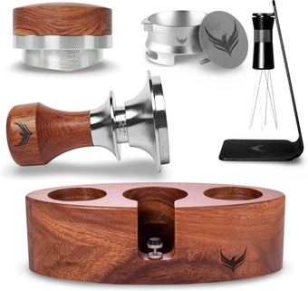 54mm Espresso Puck Prep Kit For Breville Barista Espresso Machines - Coffee Tamper, Distribution Tool, Tamp Station, Dosing Funnel Puck and WDT Tool - Espresso Accessories Kit