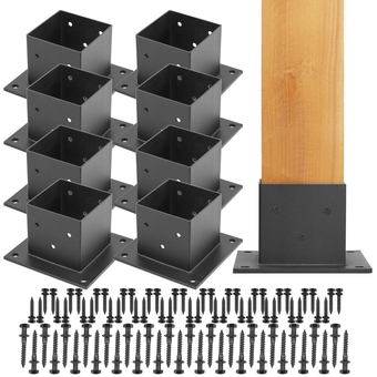 4×4 Post Base 8 Pcs, Deck Post Base 3.5 x 3.5 inch, Heavy Duty Post Anchor Base, Wood Post Brackets Deck Base Plate for Deck Railing Support Trim Anchor,Matte Black