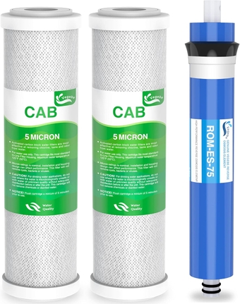 Combo Pack FX12P and FX12M or TFM-24 Water Filter Replacement, Compatible GE RO Set GXRM10RBL GXRM10G Reverse Osmosis Systems, 2x Carbon Block Filters, 1x RO Membrane Filter