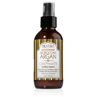 Moroccan Argan Cold-Pressed Extra Virgin Oil | Nutrient-Rich, All Natural & Organic Oil with Anti-Aging Vitamin A and E to Increase Skin Elasticity and Condition Dry & Damaged Hair – 4 oz