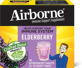 Elderberry + Zinc & Vitamin C Effervescent Tablets, Immune Support Supplement With Powerful Antioxidant Vitamins A C E, 30 Fizzy Drink Tablets, Elderberry Flavor