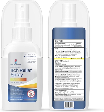 Extra Strength Itch Relief Spray, Diphenhydramine HCl 2% | Relieves Pain and Itching of Insect Bites, Poison Ivy, Sunburn, Minor Cuts | 2 Pack