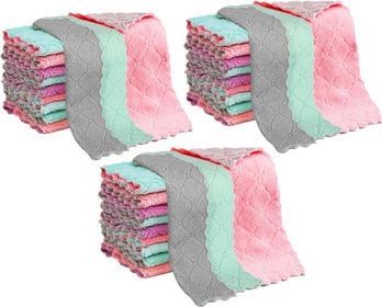 30 Pack Kitchen Cloth Dish Towels,Super Absorbent Coral Velvet Dishtowels, Reusable Cleaning Cloths,Premium Cleaning Cloths,Non-Stick Oil Quick Dry Dish Towels, Table Cleaning Cloths.
