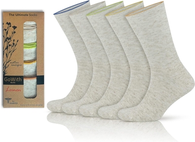 Diabetic Socks for Men, Cotton-Linen Blend Comfy Seamless Non-Binding Dress Socks, Neuropathy Crew Socks for Diabetics
