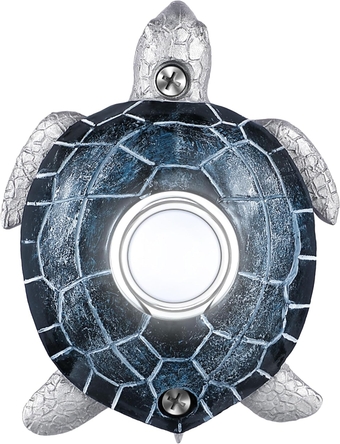 Sea Turtle Doorbell Push Button, Led Lighted up Heavy Duty Metal Wall Surfaced Mounted Doorbell Switch for Home, Cool White Door Bell Push Button Replacement with Light