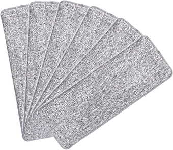 Microfiber Mop Pads Flat Replacement Heads for Wet/Dry Mops Washable Reusable Refills Compatible with Floor Care System Floor Cleaning and Scrubbing (6 Pack 13" x 4.7")