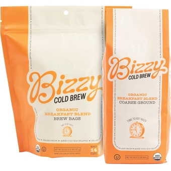 Organic Cold Brew Coffee | Bundle | Coarse Ground Coffee | Breakfast Blend 1 LB + Breakfast Blend Brew Bags 4-count | 2 Pack