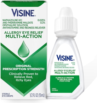 Allergy Eye Relief Multi-Action Antihistamine & Redness Reliever Eye Drops with Pheniramine Maleate & Naphazoline HCl, Eye Drop Treatment for Red, Itchy, Allergy Eyes, 0.5 fl. oz