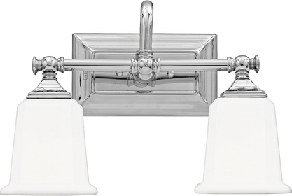 NL8602C Nicholas Mid Century Bath Vanity Wall Lighting, 2-Light, 200 Watts, Polished Chrome (10" H x 15" W)