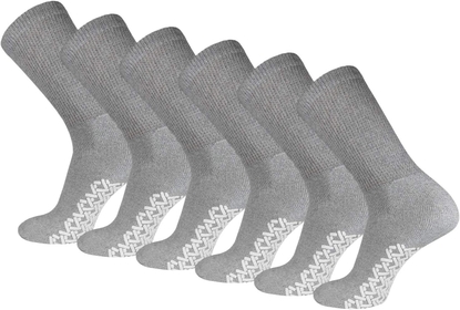Non-Skid Cotton Crew , Diabetic Non-Binding Neuropathy Non-Slip , 3-6 - 12 Pairs Pack