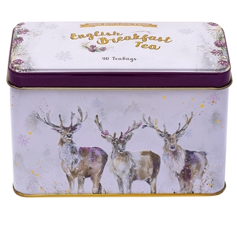 Breakfast Christmas Tea Gift Set, Stag Design Tin with 40  Breakfast Tea Bags