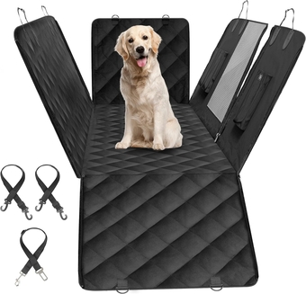 Dog Car Seat Cover for Back Seat, 100% Waterproof Pet Seat Protector with Mesh Window, Scratchproof & Nonslip Dog Hammock for Cars, Trucks, SUVs, Standard