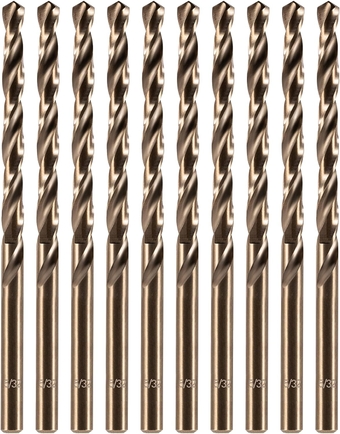 5/32" inch Cobalt Drill Bits(10Pcs), M35 HSS Metal Jobber Length Twist Drill Bit Set for Hard Metal, Stainless Steel