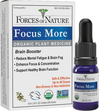 , Natural and Organic Focus More (10ml), Non Drowsy, Non Addictive, Non GMO, Promote Increased Focus, Attention, Concentration, Creativity, and Mental Clarity