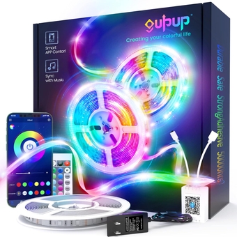 25 FT LED Strip Lights,Bluetooth LED Lights for Bedroom, Color Changing Light Strip with Music Sync, Phone Controller and IR Remote(APP+Remote +Mic)