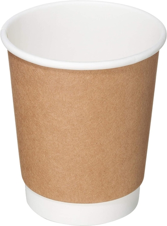 [1000 COUNT] 8 oz Disposable Double Wall Paper Coffee Cups - Insulated Disposable Coffee Cups Sleeves attached - Bio Degradable Eco Friendly Hot Beverage Cups, Takeout, To Go, Coffee Shops, Wholesale
