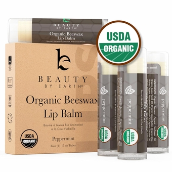 Organic Lip Balm Peppermint - 4 Pack Organic Gifts for Women, All Natural Lip Balm Birthday Gifts for Her & Him, Lip Balm Hydrating  Gifts for Adults, Women, Men, Teens & Kids, Lip Moisturizer