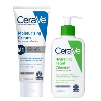 Hydrating Skin Care Set | 8oz Moisturizing Cream & 8oz Hydrating Facial Cleanser | Ceramides + Hyaluronic Acid Moisturizer and Face Wash | Accepted by National Eczema Association