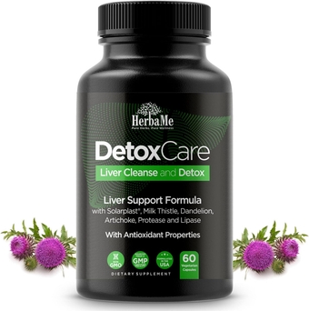 Liver Cleanse Detox & Repair Supplement with Solarplast, Milk Thistle, Artichoke, Dandelion, Protease, and Lipase Enzymes, Supports Digestion Health, Natural Boost Energy Levels, 60 Capsules