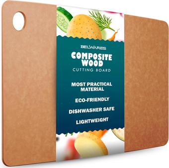 Wooden Cutting Board for Kitchen - Large Composite Wood Cutting Boards Dishwasher Safe 14.5 X 11.25 Inch - Thin, BPA Free & Eco-Friendly Chopping Board (Natural)