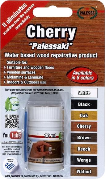 Palessaki Water Based Wood Furniture Repair Kit │Best Scratch Remover for Wood Furniture Surfaces │Wood Floor Scratch Remover, Hardwood Floor Scratch Repair & Furniture Touch Up Kit - 30 ml (Cherry)