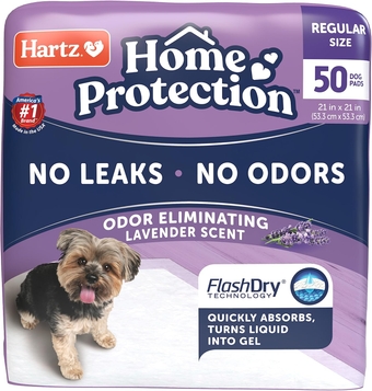 Home Protection Lavender Scented Dog Pads, 50 count, Super Absorbent & Won't Leak, Odor Eliminating