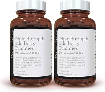 Triple Strength Immune Support - Elderberry Gummies with Vitamin C & Zinc x 90 Gummies – up to 3 Months Supply!