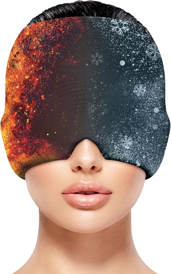 Headache Relief Hat for Migraine, 2023 New Upgraded Hot and Cold Therapy Migraine Relief Cap, Comfortable Migraine Ice Head Wrap for Puffy Eyes, Tension, Sinus, and Stress Relief (Black)