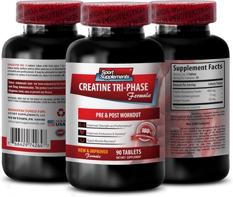 Muscle gain creatine - CREATINE TRI-Phase - PRE & Post Workout - Creatine Fuel - creatine monohydrate Pills - creatine monohydrate unflavored - Muscle Recovery  - creatine - 1B 90 Tablets