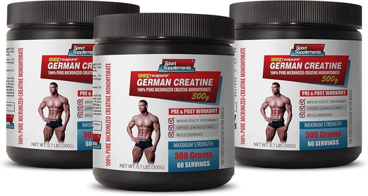 pre Workout Pills for Men - German CREATINE - 100% Pure MICRONIZED CREATINE MONOHYDRATE - Creatine monohydrate Power - 3 Cans 900 Grams (180 Servings)