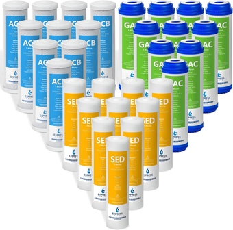 Express Water – 5 Year Reverse Osmosis System Replacement Filter Set – 30 Filters, Carbon GAC, ACB, Sediment SED Filters – 10 inch Size Water Filters