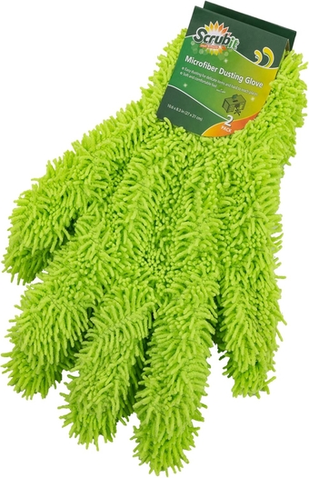 Microfiber Dusting Glove for Kitchen and Home by Scrub-it - Car, Furniture & Window Cleaning Gloves - Cuts Through Dirt Without Using Chemicals - Perfect for Stainless Steel Dusting -2 Pack (Green)