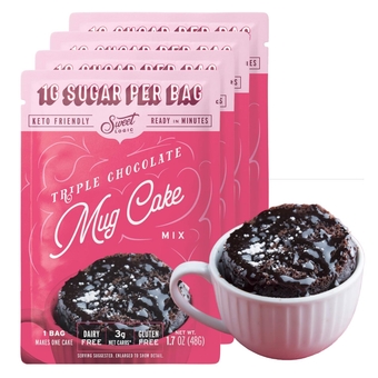 SWEET LOGIC Keto Dessert Mug Cake Mixes - Refined Sugar Free Gluten Free Keto Snack - 4 Keto Mug Cake Mixes - Triple Fudge Chocolate - Diabetic Friendly Keto s and Treats