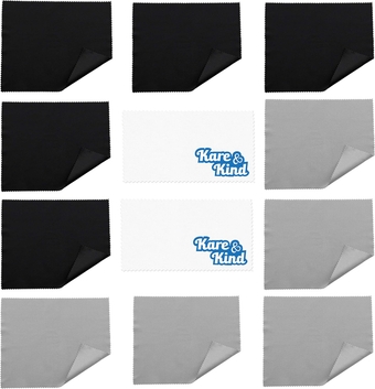 &  12x Microfiber Cleaning Cloths - for Cleaning Glasses, Eyeglasses, Camera Lens, iPad, Tablet, Smartphone, Laptop, Computer, TV and LCD Screens and Other Delicate Surfaces