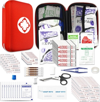 276Pcs First-Aid Kit Emergency-Kit Home-Car - First Aid Kits for Business Travel Essentials First Aid Bag Emergency Necessities for Boat Hiking Skating, Red