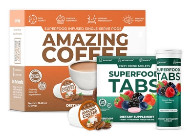 Superfood Coffee 24 K-Cup Pods & 30 Detox Tabs Mixed Berry Detox Cleanse Drink Set - Improve Digestive Health and Bloating Relief