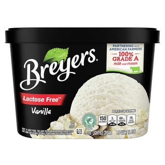 Breyer's Light Ice Cream Low-Fat Ice Cream Vanilla Ice Cream Lactose-Free Ice cream and Low-Calorie Ice Cream 48 oz