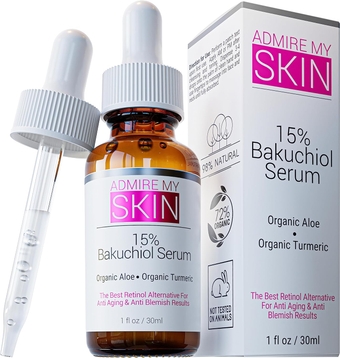 Bakuchiol Serum Natural Retinol Serum Alternative for Face – Anti Blemish Anti Aging Facial Serum Contains Organic Aloe + Turmeric 1oz