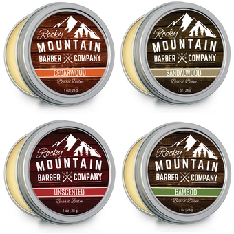 Beard Balm Variety Pack - 4 Beard Balm Samples (1 oz each) Made with Natural Oils, Butters & Rich in Vitamins & Minerals - Argan Oil, Shea Butter, Coconut Oil, & Jojoba Oil