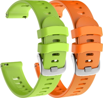 Watch Band for Garmin Forerunner 245/245 Music/Forerunner 645/645 Music,Compatible with Garmin Vivoactive 3 /Venu Sq/Vivomove HR，20mm Soft Silicone Replacement Wristbands (Orange&Green)
