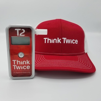 AlcoMate Premium AL7000 Professional Digital Breathalyzer - No Calibration Required - Bundle with   Trucker Cap - Red/White