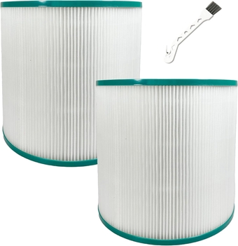Filter Replacement for Dyson Tower Fan & Air Purifier TP01 TP02 TP03 Part 968126-03 - Clean Out Smoke, Dirt, Dust, Debris, Grime, Odor in the Air (2 Pack Filter & Small Brush)