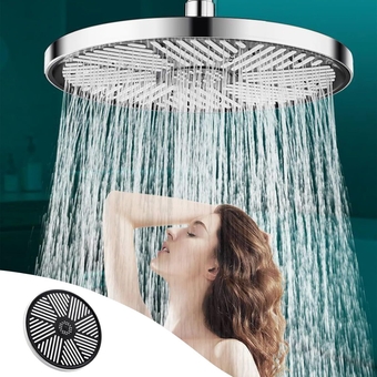 High Pressure Handheld Shower Head, 10 Inch Panel Water Output Shower Head, Anti-Clog Nozzle, Strong Water Output, Durability, Beautiful and Practical, Luxury Bathroom Showerhead, Silver