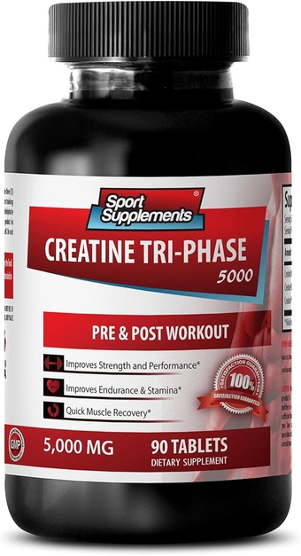 Creatine monohydrate - Creatine Tri Phase - Improves anaerobic Capacity, Muscle Recovery s, creatine monohydrate Tablets, creatine monohydrate Pills, creatine  - 1 Bot 90 Tablets
