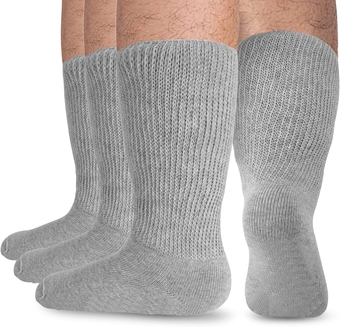 Extra Wide Diabetic Socks for Men,Non Slip Socks,Hospital Socks,Bariatric Socks,Non-Binding Loose Fit Socks 3 Pairs