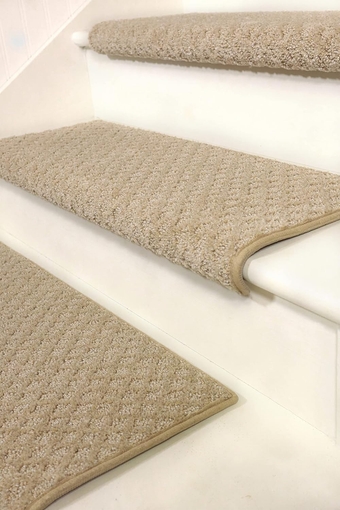 ™ Rounded Bullnose Carpet Stair Treads - Anti Slip Indoor Stair Mats for Wooden Stairs, Style: Bayside Charm, Crystal Canyon 35" W X 9.75" D (Set of 14)
